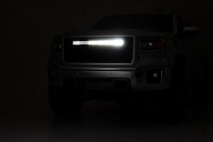LED Light Bar - Rough Country - Curved | Dual Row | Cool White DRL - Chrome